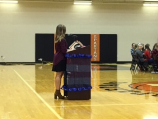 student at podium